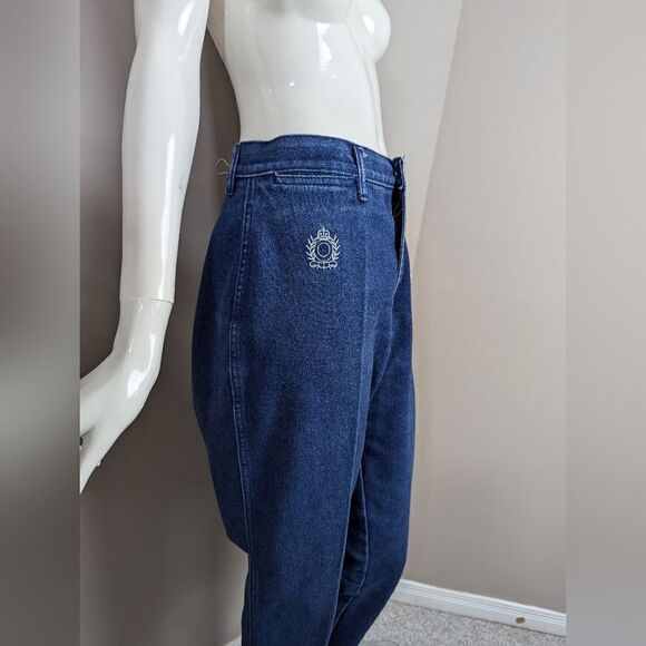 High waisted vintage denim, dark wash jeans mom jeans, 70s 80s - Picture 2 of 7